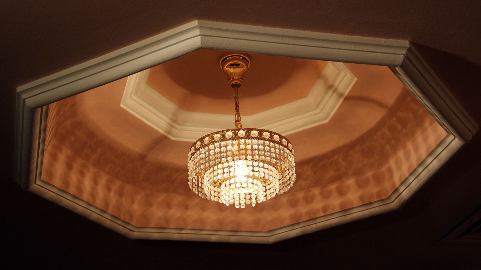 A close-up of a hanging chandelier